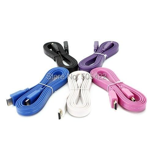 DHL 1.5M V1.4 HDMI Flat Cable For BLURAY 3D DVD PS3 HDTV For XBOX 360 Colorful HDMI Cable