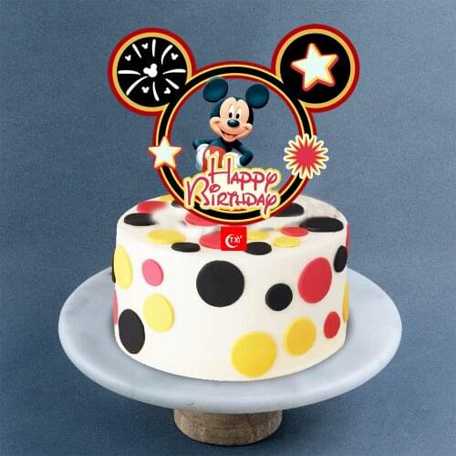 Disney Mickey Mouse Acrylic Cake Decoration Plug-in Cartoon Anime Figure Card Cakes Decorations Kids Birthday Party Accessories