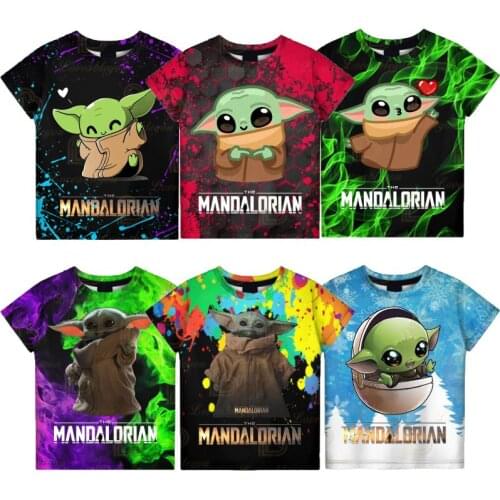 New Arrival Disney Baby Yoda 3D Print Clothes Girls Funny T-shirts Kids Summer Clothing Tees Boys Girls Tshirts Streetwear
