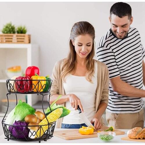 Hot Tiered Fruit Bowls Orange Storage Stacking for Kitchen Countertop Food Bread Snack Counter Detachable Organizer