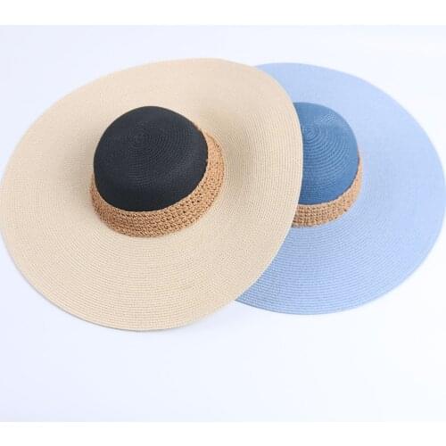INS Large Sun Hat Beach Anti-UV Sun Protection Foldable Straw Cap Cover Summer Straw Hat Women Big Wide Brim Beach Gorros