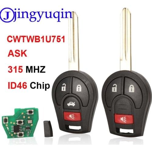 Jingyuqin 10ps 3/4 B ASK 315MHZ New Remote Key For Nissan Oem Factory Keyless Entry 46 Chip Fob Transmitter For CWTWB1U751 H0561