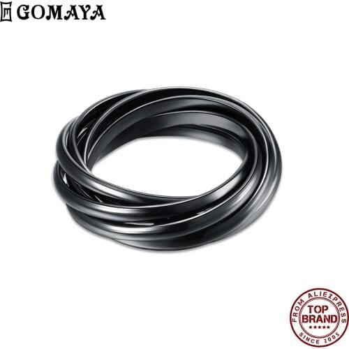 GOMAYA Classic Punk Black Gun Color Ring For Women Minimalist Vintage Unisex Rings Prom Gift For Girlfriend Fashion Jewelry