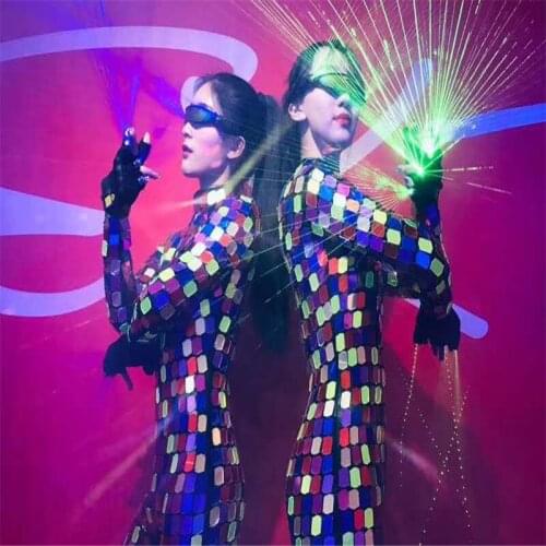 M45 Ballroom dance stage wears singer bodysuit Mosaic mirror costumes dj ds dresses sexy party wears outfits mirror clothes show