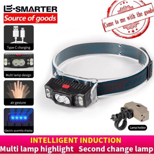 Rechargeable Headlight Magnetic 2 Color Light Hands-free LED Headlamp Motion Sensor Built-in battery TrochLight Cycing Light