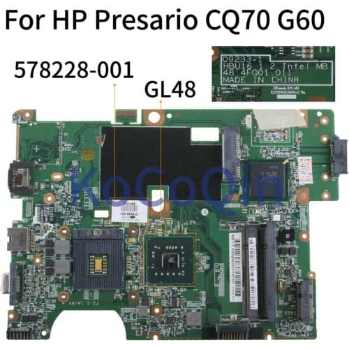 KoCoQin Laptop motherboard For HP Presario CQ60 G60 Mainboard 578228-001 578228-501 09233-1 48.4F001.011 GL40 DDR2