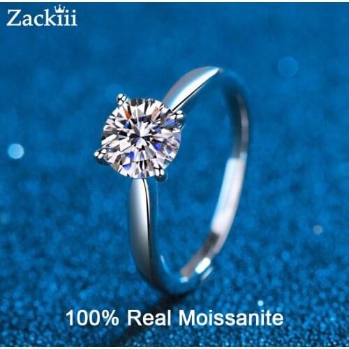 Real Moissanite Engagement Ring Platinum Plating Sterling Silver Round Brilliant Diamonds Rings Wedding Bands For Women Men Gift