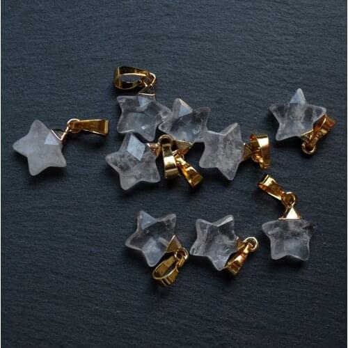 Natureclear agates ,clear quartz star shape pendant with Gold Electroplated Edges