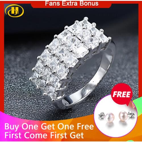 Hutang real 925 sterling silver wedding band ring princess cut cubic zirconia rings for women gift engagement fine jewelry 2018