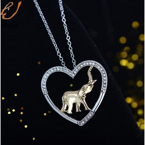 Heart Shaped Golden Elephant Pendants Animal Lover Pendant Necklace Necklace
