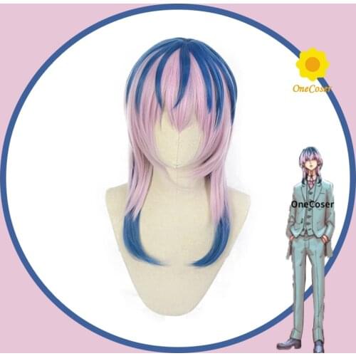 Anime Tokyo Revengers Rindo Haitani Cosplay Wig Dark Pink Blue Hair Heat-resistant Fiber Hair + Wig Cap Halloween Party
