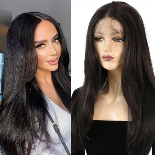 ORIANE Long Straight Synthetic Lace Wigs For Women HD Transparent Lace Wig With Natural Black Hair Lolita Cosplay Wigs