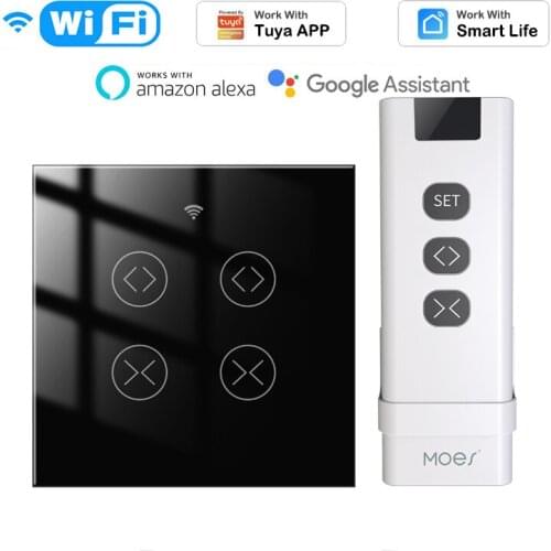 Tuya WiFi 2Gang Double Curtain Blind Switch For Roller Shutter Electric Motor Smart Life APP Control Work With Alexa Google Home