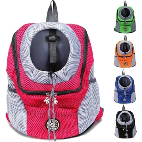 Out Double Shoulder Portable Travel Backpack Outdoor Pet Dog Carrier Bag Pet Dog Front Bag Mesh Backpack Head