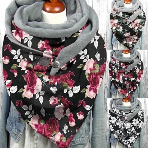 Flower Print Scarves Winter Women Scarf Printed Button Soft Wrap Casual Warm Scarves Shawls Scarf Neckerchief Шарф Бандана @40