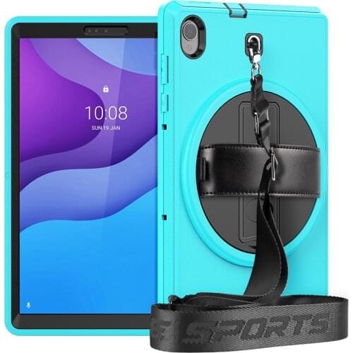 Silicone Case with Shoulder Hand Strap for Lenovo Tab M10 HD (2ND Gen) 10.1 TB-X306X X306F Shockproof Cover+Screen Protector