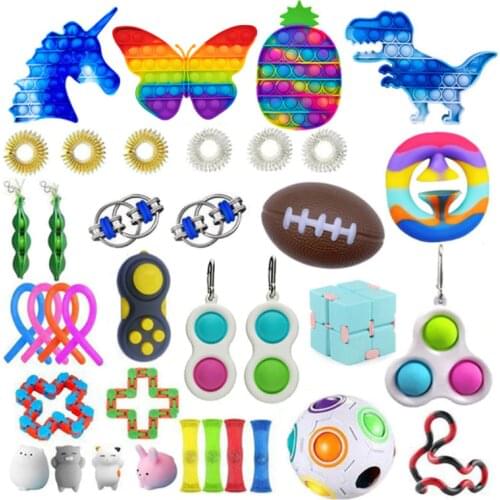 Fidget Toys Anti Stress Set Gift Pack Pop Push Bubble Fidget Squeeze Sensory Toy For Adults Children Stress Relief Toy