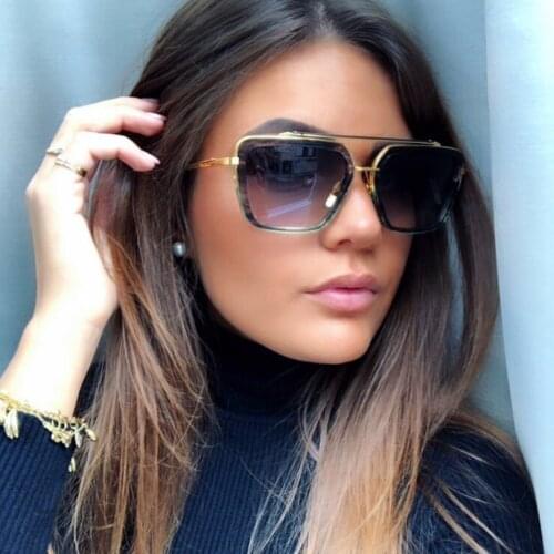 Square metal sunglasses women classic style brown shaded sunglasses for men