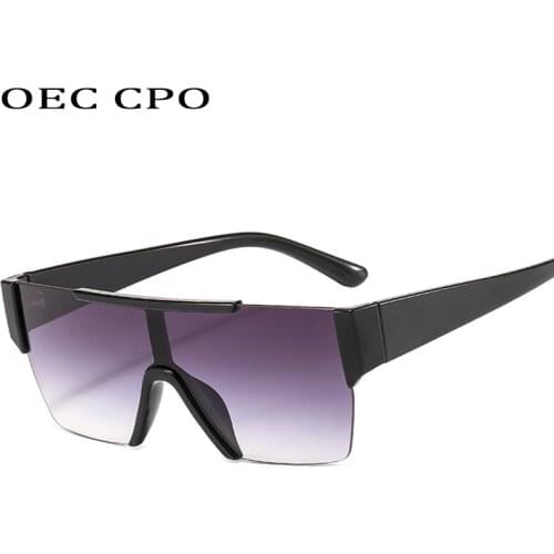 New Male Flat Top Sunglasses Women Brand big one piece lens sunglasses women square Black Blue Square Glasses Shades UV400