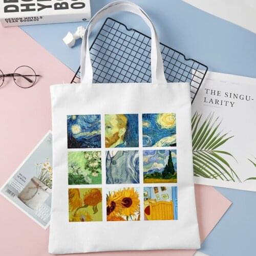 Van Gogh shopping bag bolsa grocery recycle bag shopper bag reusable tote sacola reciclaje custom