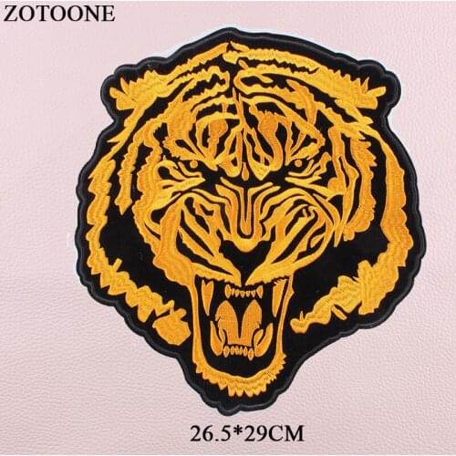 ZOTOONE Iron On Big Tiger Patches For Clothing Jacket Jeans Appliqued Heat Transfer Animal Patches Applications For Clothes E