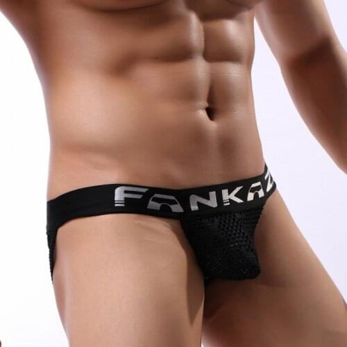 Sexy Men Underwear Briefs Male Underpants Transparent Star Mesh Men Cueca Calzoncillos Hombre High Fork Mens Briefs