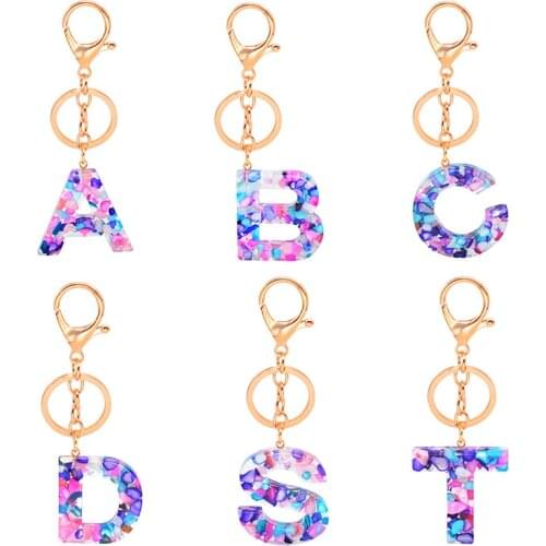 Creative explosions 26 letters acrylic keychain European and American fashion jewelry pendants creative trinkets