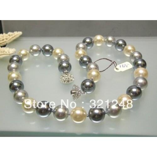 Bohemia style 12mm high quality multicolor shell simulated-pearl round beads necklace for women elegant jewelry 18inch MY3009