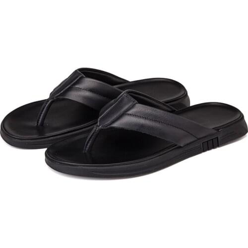 Verano flip mens shoes half flop summer Man hombre slippers-men beach para leather Flip estar massage soft zapatillas mens Mens