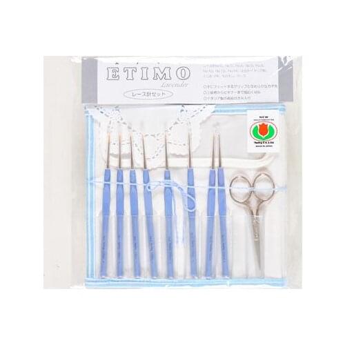 Japan Tulip Crochet hook, Lavender 8pcs, Lace Crochet hook set, silver scissors, TLS-001, medium and fine cashmere needle