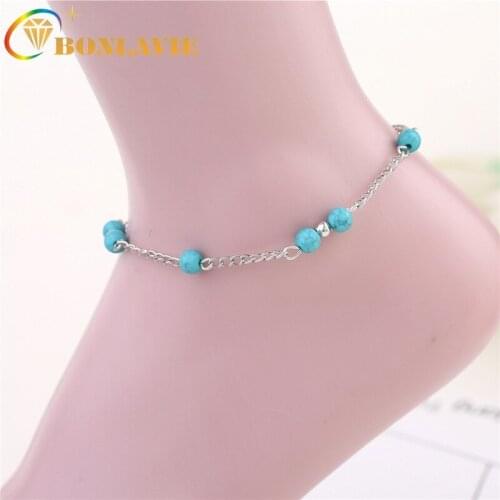 BONLAVIE Bohemian Anklet Simple Female Bead Beach Anklets Women Barefoot Sandals Leg Ankle Bracelets Feet Leg Chain Foot Jewelry