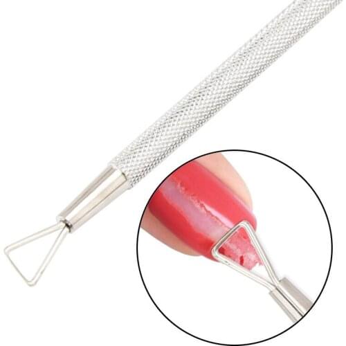 1PCS Professional Removal Cuticle Pusher Stainless Steel Triangle Stick Rods for UV Gel Polish Manicure Cleaner Nail Art Tools