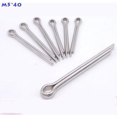 10Pcs/Lot 304 Stainless steel M5X40 M5*40mm split Cotter Pin tightening nuts groove bolts