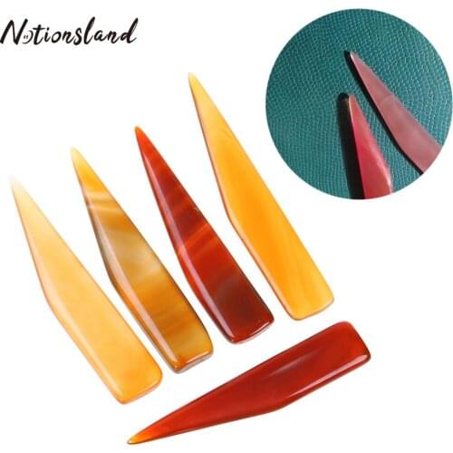 2Pcs Natural Agate Creasing Paper Knife Scoring Creasing Leather Edge Rubber Leathercrafts DIY Handmade Leather Tool Accessories