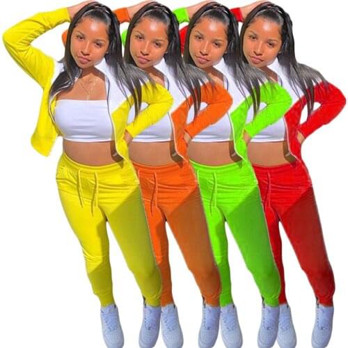 2020 Patchwork Women Sets Two Piece Women Tracksuit Set Jogging Suit Womens Tracksuits 2 Piece Set