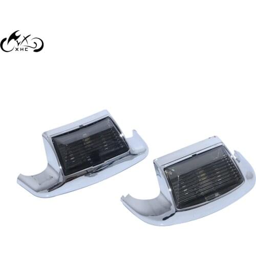 2X Motor Smoke Lens Front Rear Fender White LED Tip Light Mudguard Trim For Harley FLSTC Heritage Softail Classic Electra Glide