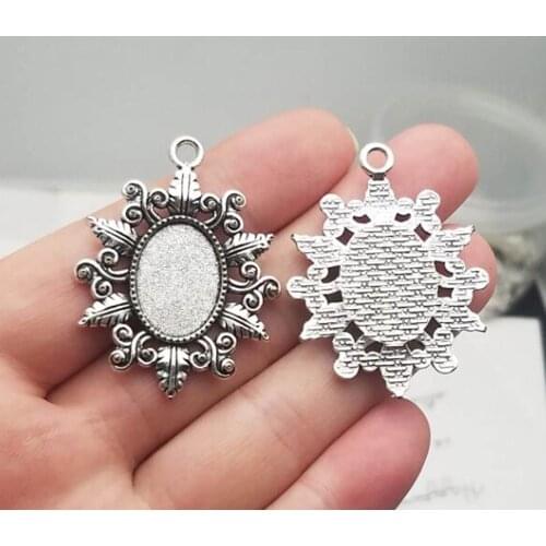 6pcs 13x18mm Inner Size Antique silver plated Classic Style oval Base Setting Charms Pendant DIY supplies