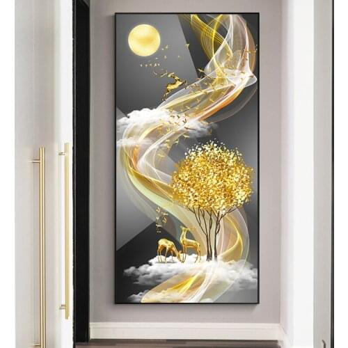 5D Diamond Painting Full Diamond Elk Rich Tree Stick Diamond Embroidery Living Room Corridor Corridor Decoration