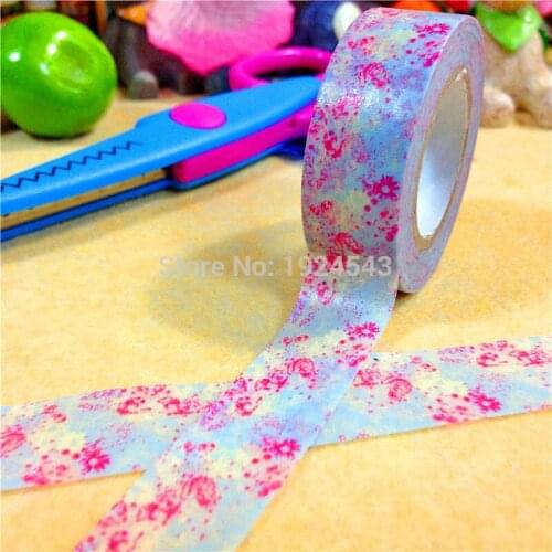 Free shipping Beautiful washi tape/15mm*10m diy tape/color nebulosity flower masking paper tape