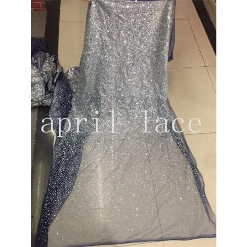 Fast ship 5 yards/bag AA1525 # colorful sequin star african glued glitter hand print tulle net mesh flower fabric for wedding