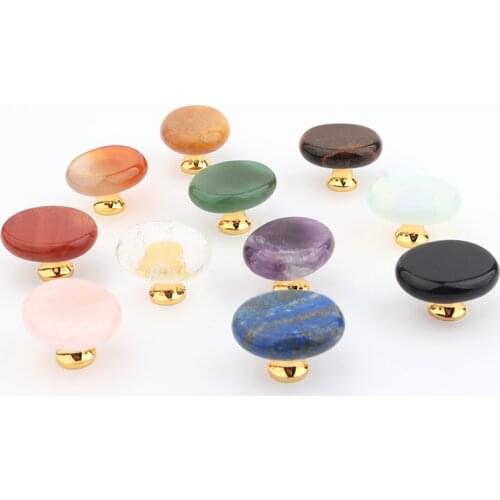 Pure Nature stone Crystal Reiki Drawer Handles Small Gift Box Decorative Handle Kitchen Cabinet Knob Quartz Black obsidian