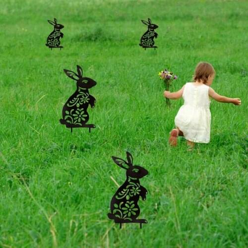 Rabbit Yard Decor Lawn Stakes Gardening Ornaments Acrylic Black Black Chicken Art Gardening Gift Yard Decor Art Creative