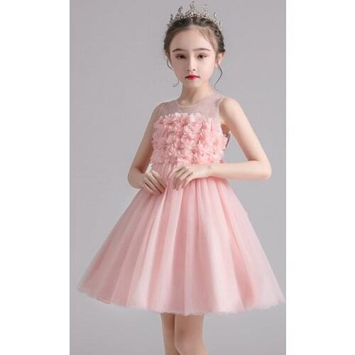 Girls princess dresses Summer Children costume Kids Pink White lace dress for Big Girl Party wedding Clothing 3 6 8 9 10 12Years
