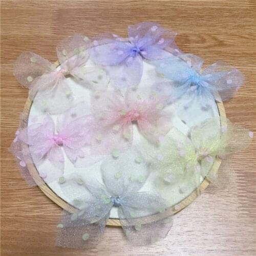 30pcs Dot Satin Ribbon Flowers Bows for hair clip decoration or Gift Craft Wedding Decoration