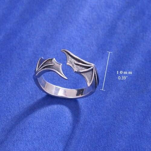 R2LE Angel Demon Wing Couples Rings For Women Men Matching Best Friend Trendy Promise Ring for Teen Thumb Jewelry Engagement