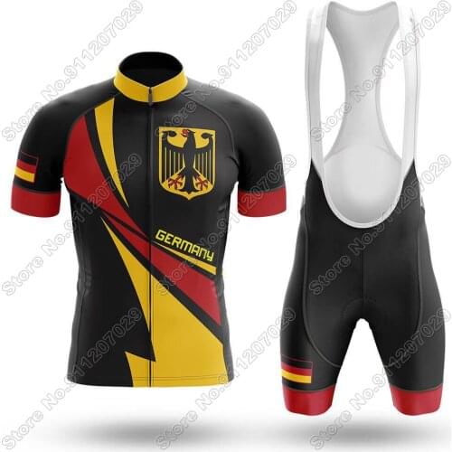2021 Germany Cycling Jersey Set Summer German Cycling Clothing Men Road Bike Shirts Suit Bicycle Bib Shorts MTB Wear Maillot