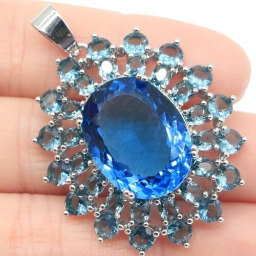 42x26mm 2020 New Designed Created Orange Spessartine Garnet CZ Gift For Womans Silver Pendant