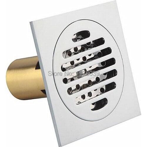 Copper plating chrome 10X10cm Square floor drain,bathroom Deodorant brass floor drain,4 inch floor drain panel,J17263