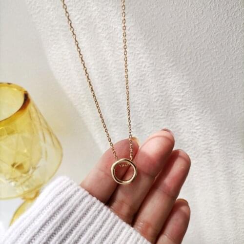 Cute Geometric Irregular Round Pendant Necklace for Women Simple Gold Color Chain Choker Necklace Collares Bijoux Jewelry