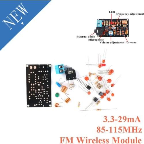 FM Frequency Modulation Wireless Microphone Module 85-115MHz DIY Kit Transmitter Board Parts FM Radio Experiment Training 1.5-9V